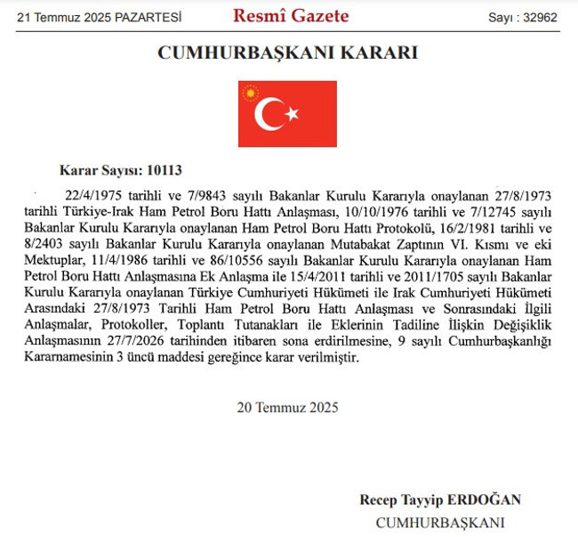 52 yıllık petrol anlaşması bitiyor! Resmi Gazete'de yayımlandı… - Resim : 1