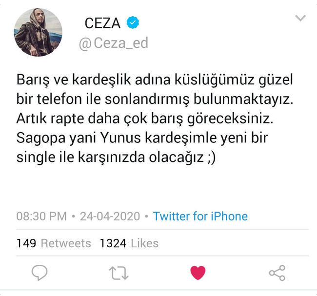 Küslük bitti mi? Ceza ile Sagopa’dan düet mesajı - Resim : 1