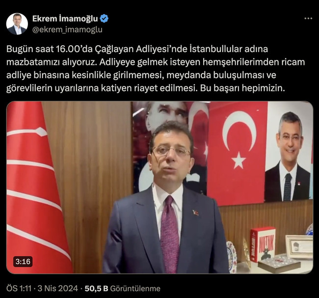 Ekrem İmamoğlu'ndan mazbata açıklaması; İstanbullulara çağrı yaptı - Resim : 1