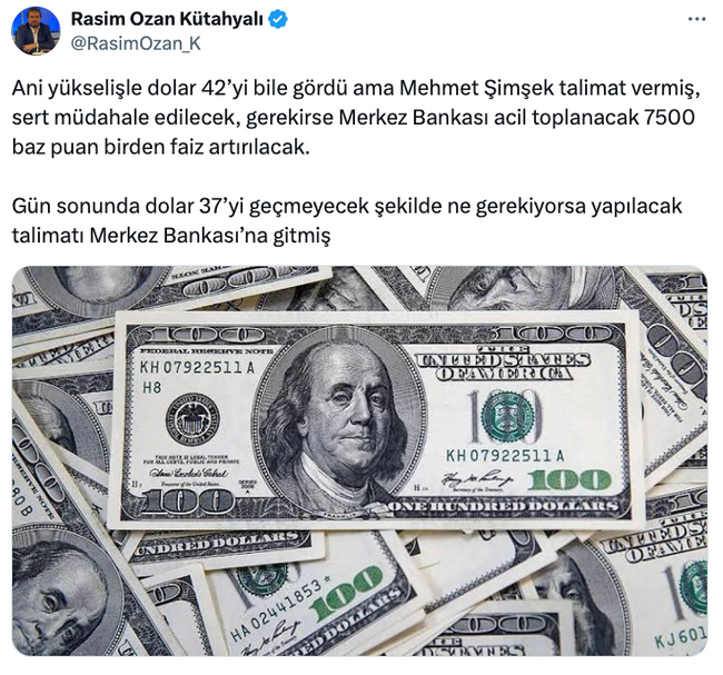 Rasim Ozan Kütahyalı’dan Merkez Bankası ve dolar iddiası! Acil toplantı kulisi: Rakam verdi… - Resim : 1