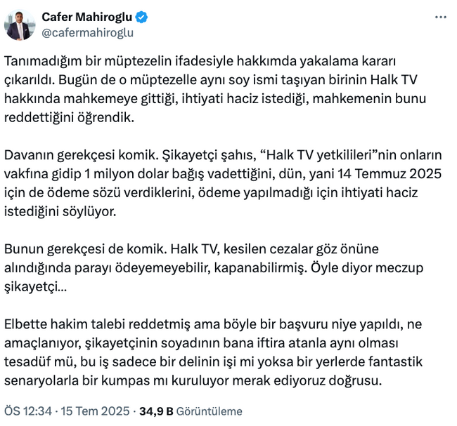 Cafer Mahiroğlu sosyal medyadan isyan etti! ‘Tanımadığım bir müptezelin ifadesiyle…’ - Resim : 1