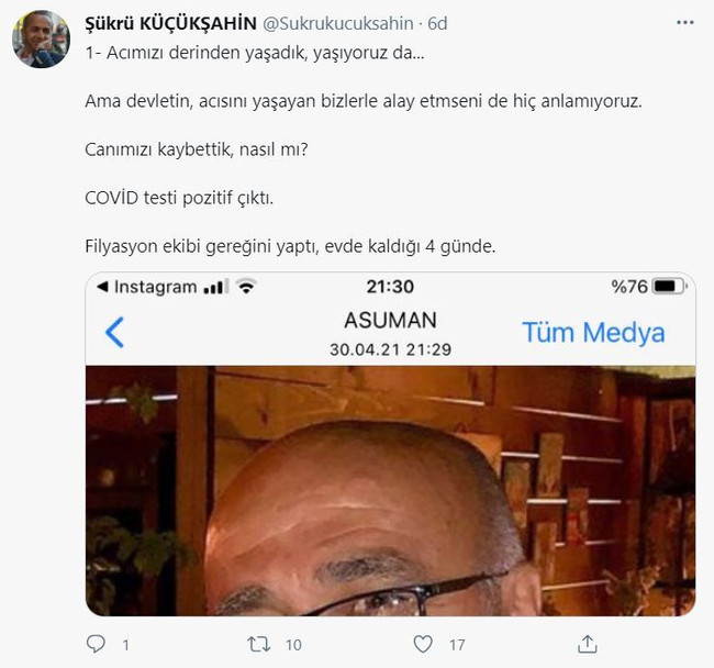 Kardeşini koronadan kaybeden gazeteci Şükrü Küçükşahin Twitter'dan isyan etti! - Resim : 1