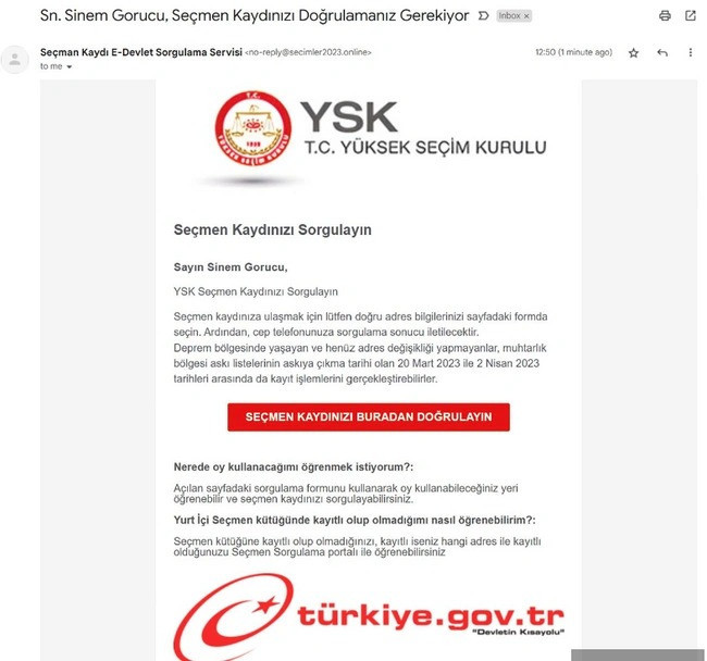 YSK dolandırıcılarına dikkat: Seçim için e-posta gönderip bilgilerinizi çalıyorlar! - Resim : 1