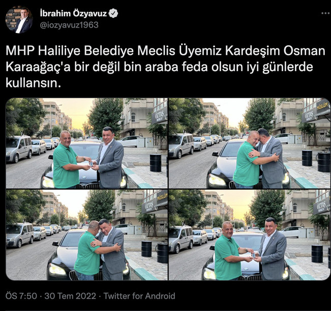 MHP'li milletvekilinden belediye meclis üyesine lüks araba sürprizi: Sana bir değil bini feda olsun - Resim : 1