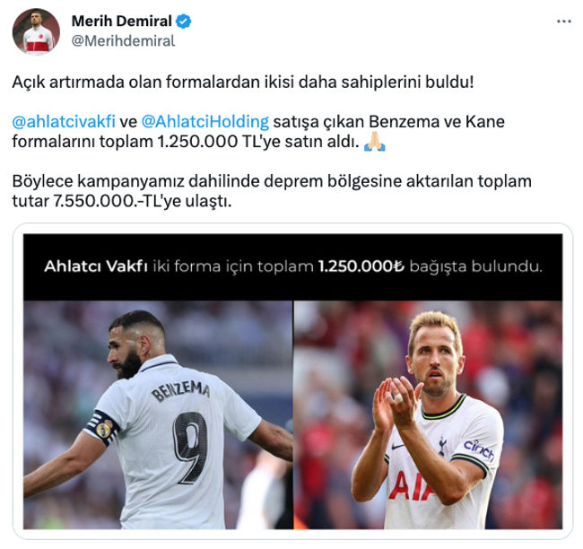 Merih Demiral toplanan yardım miktarını duyurdu! ‘Deprem bölgesine aktarılan tutar…’ - Resim : 1