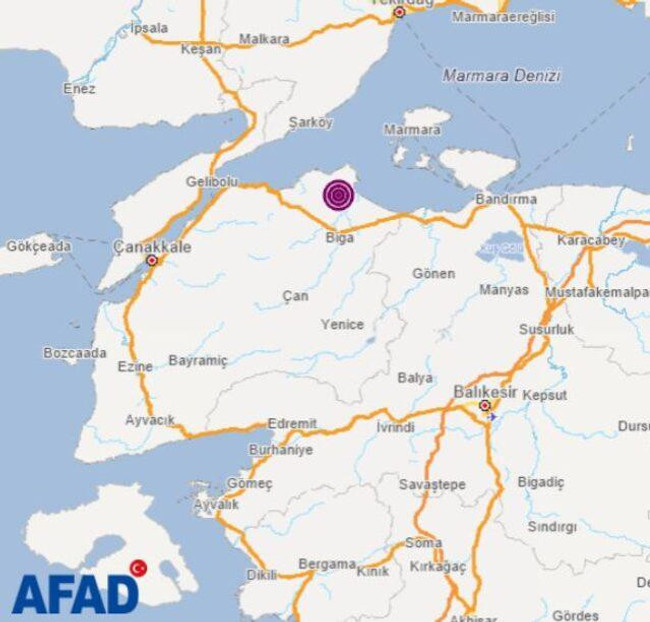 Çanakkale Biga'da korkutan deprem! AFAD duyurdu - Resim : 1