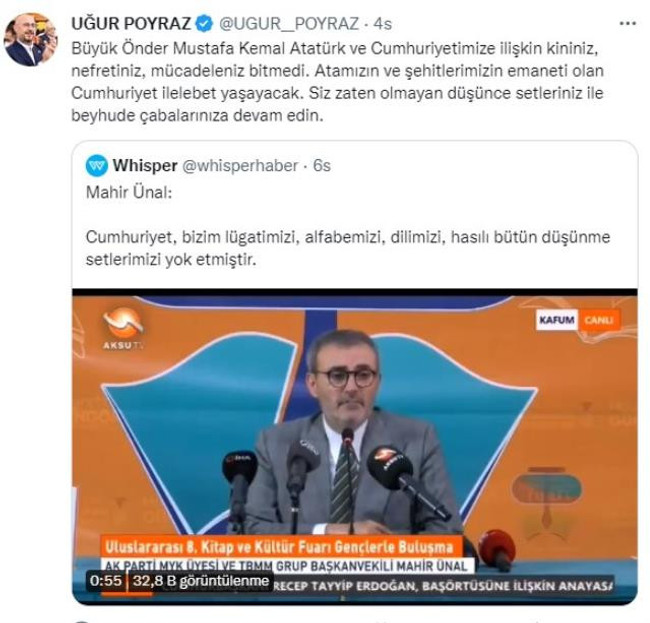 İYİ Parti'den AK Partili Mahir Ünal'ın "Cumhuriyet dilimizi yok etti" sözlerine tepki - Resim : 1