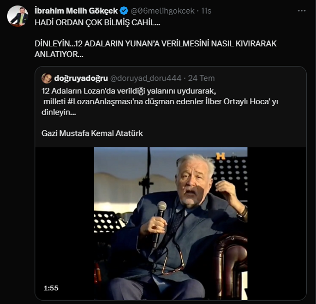 Melih Gökçek İlber Ortaylı'ya 'cahil' dedi, sosyal medya yıkıldı! - Resim : 1