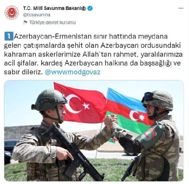 MSB'den 50 askeri şehit olan Azerbaycan'a başsağlığı mesajı! Ermenistan'a bir de çağrıda bulunuldu - Resim : 1