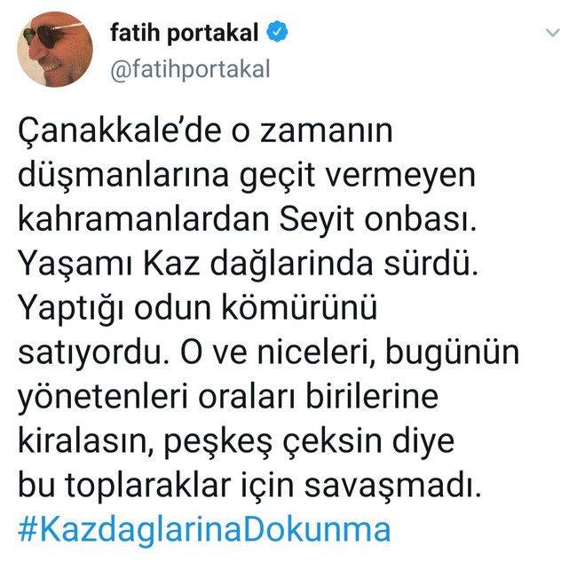 Fatih Portakal'dan Seyit Onbaşı'lı Kaz Dağları paylaşımı! - Resim : 1