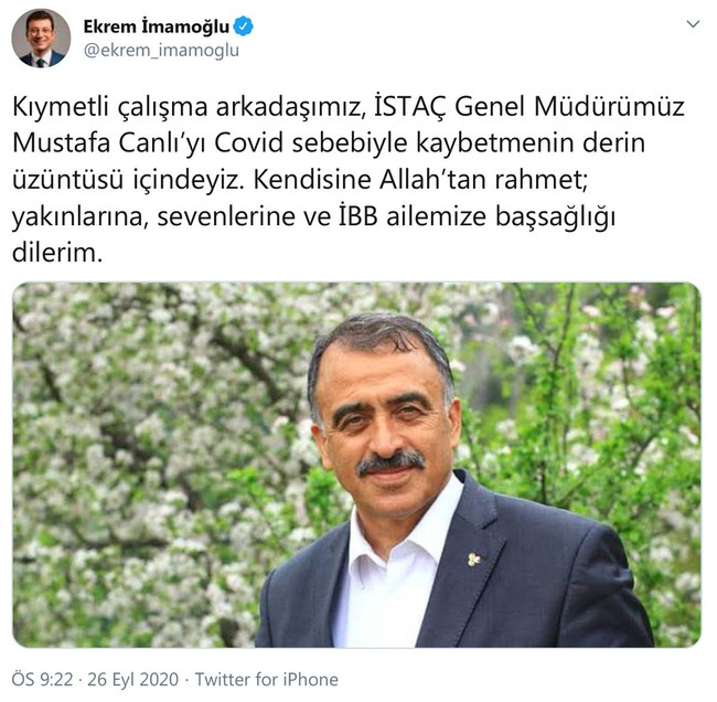 İSTAÇ Genel Müdürü Mustafa Canlı coronadan vefat etti - Resim : 1