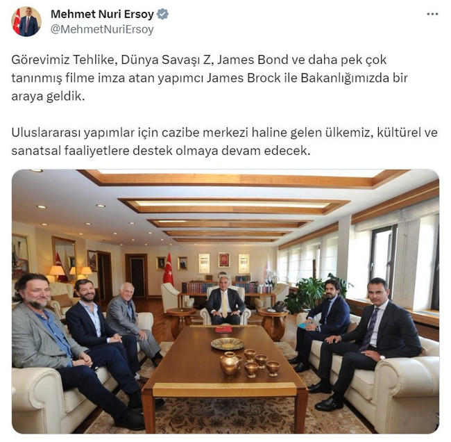 Bakan Ersoy, yapımcı James Brock ile bir araya geldi - Resim : 1
