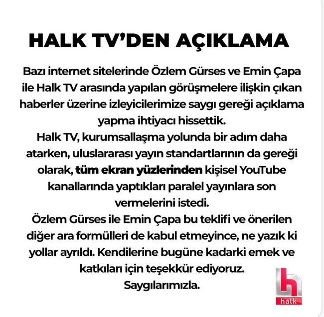 Halk TV’den flaş Özlem Gürses ve Emin Çapa kararı! Sebep YouTube yayınları mı? - Resim : 1