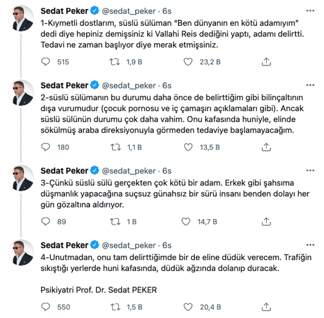 Sedat Peker’den Süleyman Soylu’ya ‘dünyanın en kötü adamıyım’ yanıtı! - Resim : 1