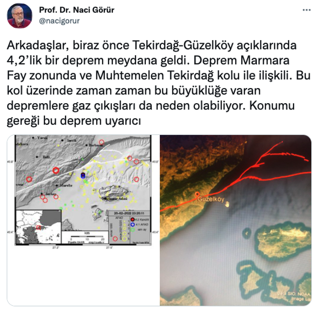 Tekirdağ depremi sonrası Prof. Dr. Naci Görür’den uyarı: Konumu gereği bu deprem... - Resim : 1