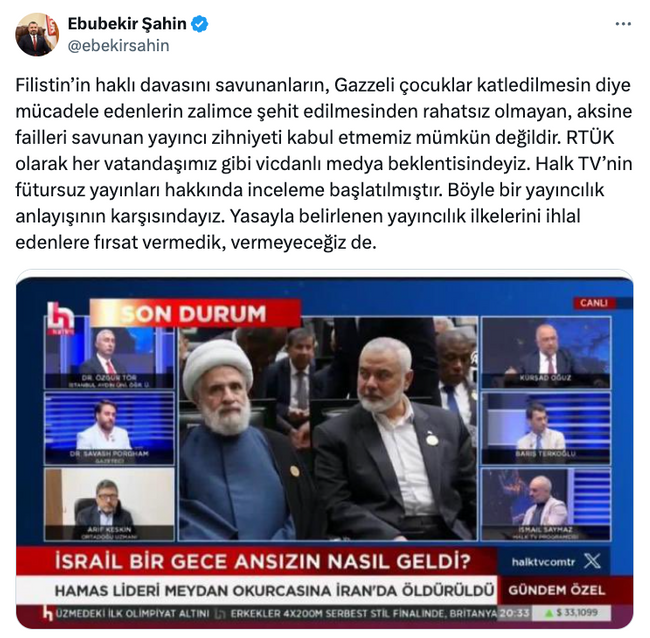 Halk TV'deki 'KJ' tepkilere yol açtı! RTÜK Başkanı Ebubekir Şahin duyurdu: İnceleme başlatıldı - Resim : 2