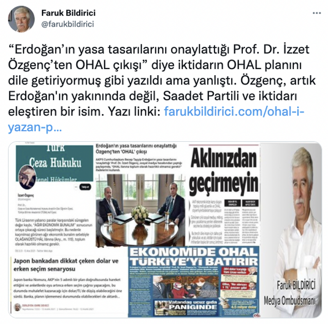 OHAL çıkışı yapan isim Erdoğan’ın yakınında mı? Faruk Bildirici o hataya dikkat çekti! - Resim : 1