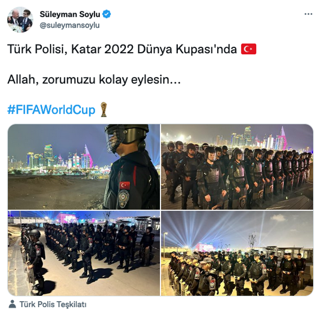 Bakan Soylu’dan Katar’daki Türk polisi için paylaşım! ‘Allah, zorumuzu kolay eylesin…’ - Resim : 1