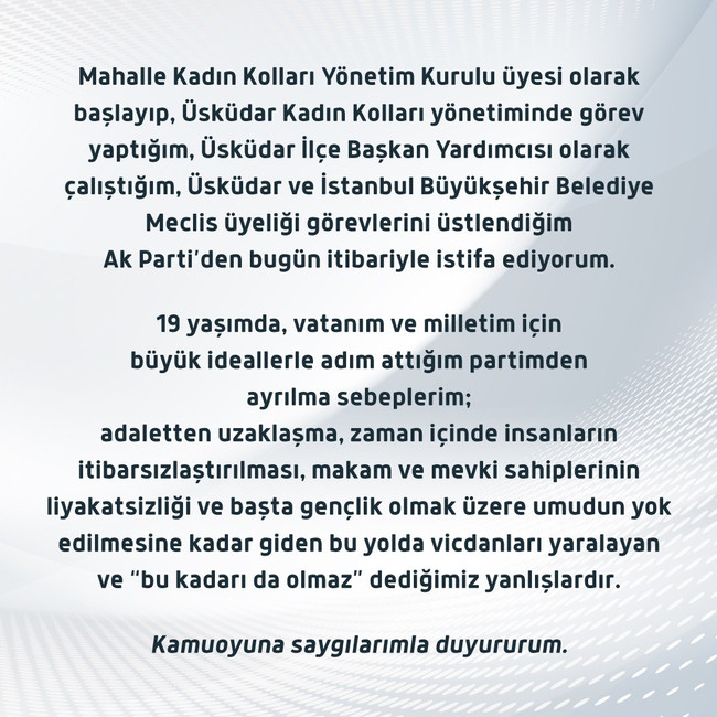 AK Parti'de İBB depremi: Meclis üyesi istifa etti - Resim : 1
