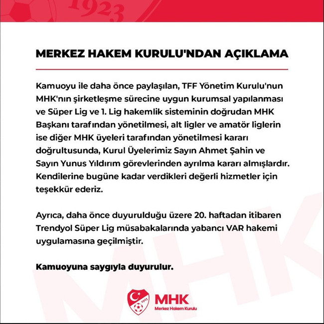 TFF'de deprem! Merkez Hakem Kurulu'nda 2 isim istifa etti - Resim : 1