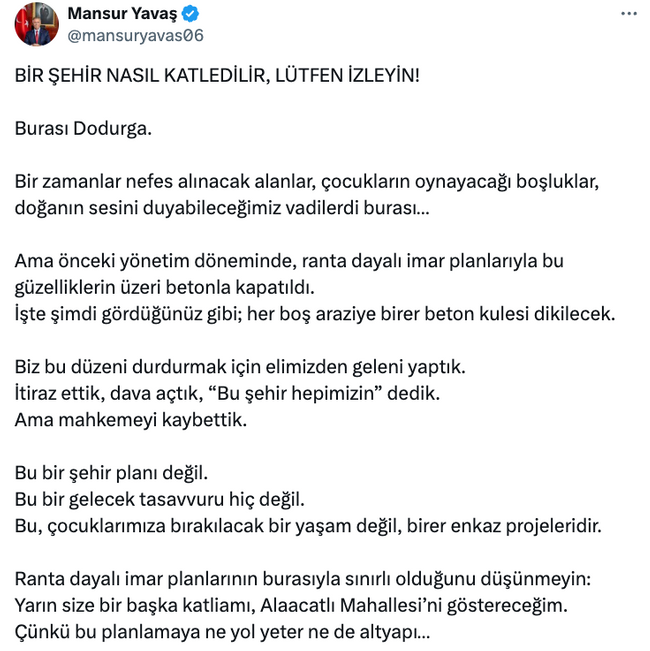 Mansur Yavaş kötü haberi duyurdu: 'Elimizden geleni yaptık ama kaybettik…' - Resim : 1