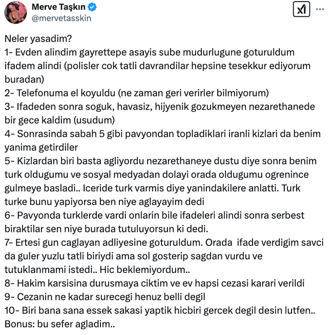 Merve Taşkın, gözaltı sürecini ilk kez anlattı! ‘Biri bana eşek şakası yaptık desin…’ - Resim : 1