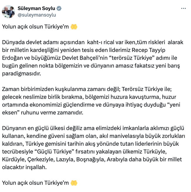 Süleyman Soylu'dan Öcalan'ın çağrısına ilk yorum! 'Dünyanın en güçlü ülkesi değiliz ama...' - Resim : 1