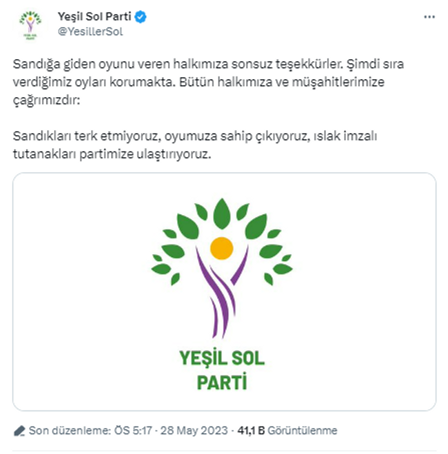 Yeşil Sol Parti'den müşahitlere çağrı: "Sandıkları terk etmiyoruz, oyumuza sahip çıkıyoruz" - Resim : 1