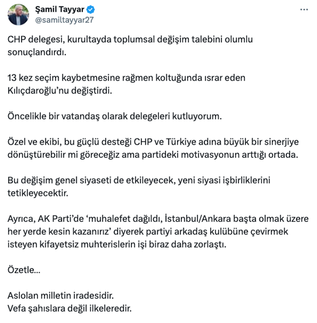 Şamil Tayyar, Özgür Özel üzerinden AK Parti göndermesi yaptı! ‘Kifayetsiz muhterisler…’ - Resim : 1