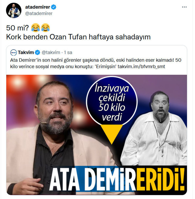 Ata Demirer’den Takvim gazetesine “50” yanıtı! - Resim : 1