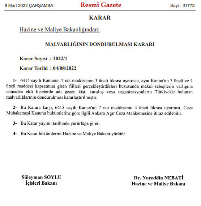 Çok sayıda kişi ve şirketin mal varlığı donduruldu! - Resim : 1