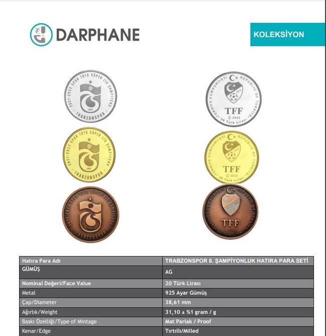 Hazine'nin Trabzonspor için bastığı hatıra parası ortalığı karıştırdı! Fenerbahçelilerden tepki - Resim : 1