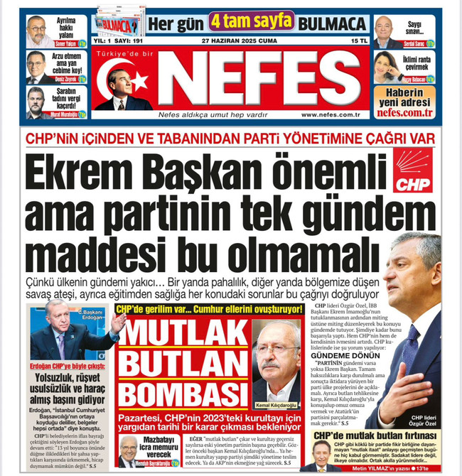 Nefes gazetesinden CHP’ye Ekrem İmamoğlu uyarısı! ‘Partinin tek gündemi…’ - Resim : 1