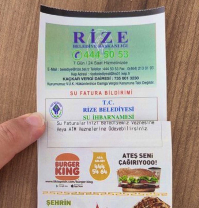 AKP'li isimler, açılışına katılmıştı: Rize Belediyesi, su faturalarına Burger King'den reklam almış! - Resim : 1