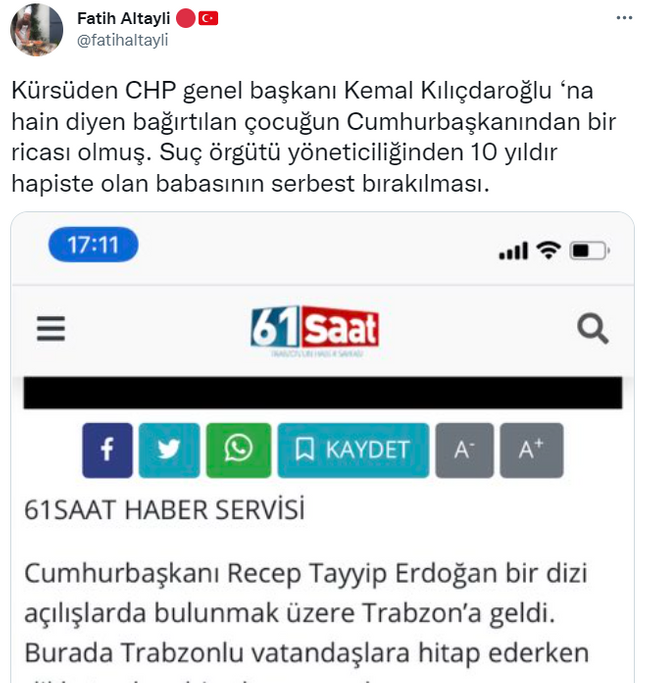 Fatih Altaylı'dan dikkat çeken paylaşım! "Hain diye bağırtılan çocuğun bir ricası olmuş" - Resim : 1