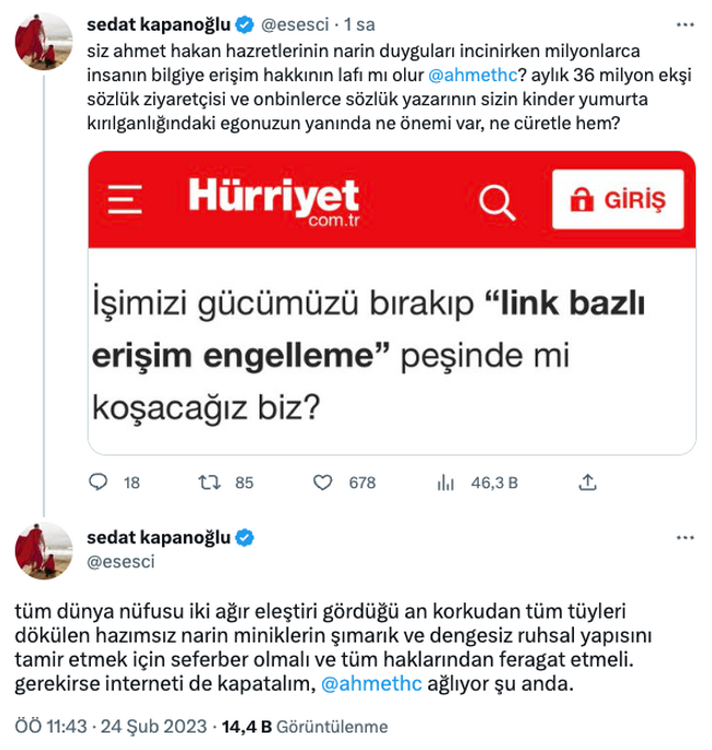 Ekşi Sözlük kurucusundan o yazıya olay tepki! ‘Siz Ahmet Hakan hazretlerinin…’ - Resim : 1