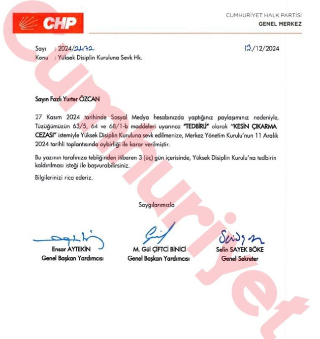 CHP'de kritik isme ihraç talebi! Özgür Özel’i eleştirmişti… - Resim : 1