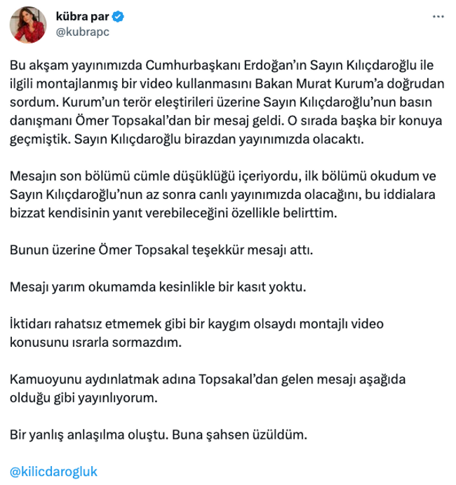 Kılıçdaroğlu’nun ‘yarım gazetecilik’le suçladığı Kübra Par sessizliğini bozdu! ‘Cümle düşüktü…’ - Resim : 2