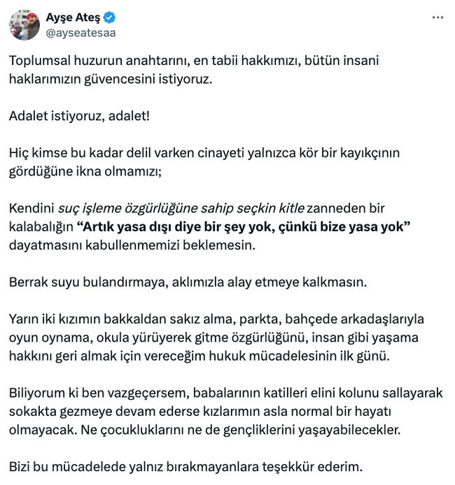 Ayşe Ateş'ten duruşma öncesi son mesaj! ‘Geri almak için…’ - Resim : 1
