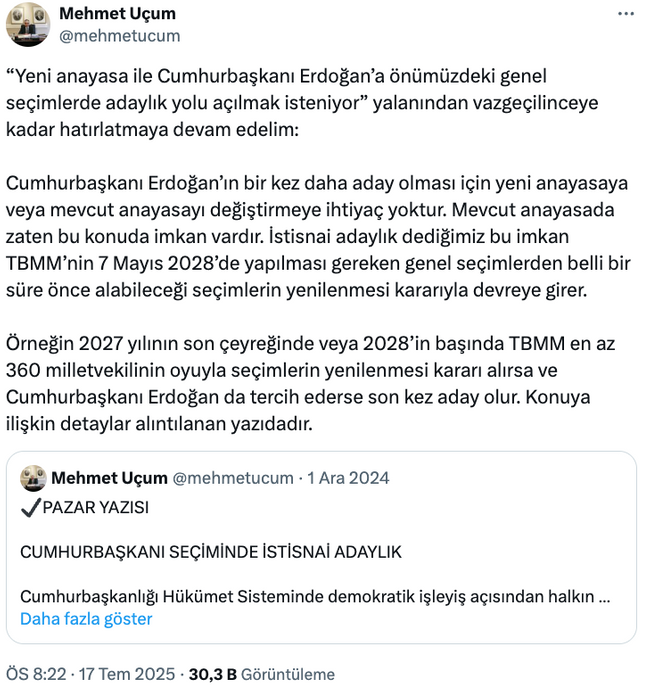 Erdoğan’ın başdanışmanından çarpıcı seçim çıkışı! 'TBMM 360 vekille yenileme kararı alırsa…' - Resim : 1
