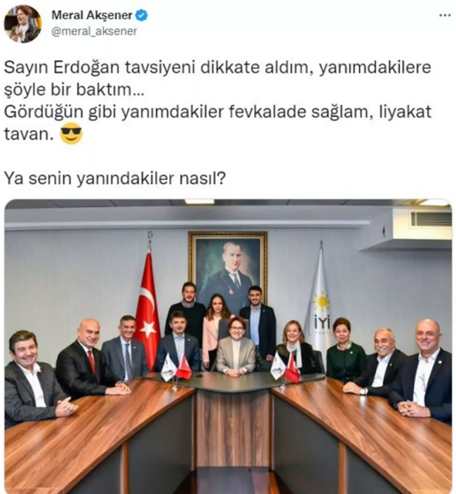 Meral Akşener, Cumhurbaşkanı Erdoğan'ın sözlerine böyle yanıt verdi! "Yanımdakiler fevkalade sağlam" - Resim : 1