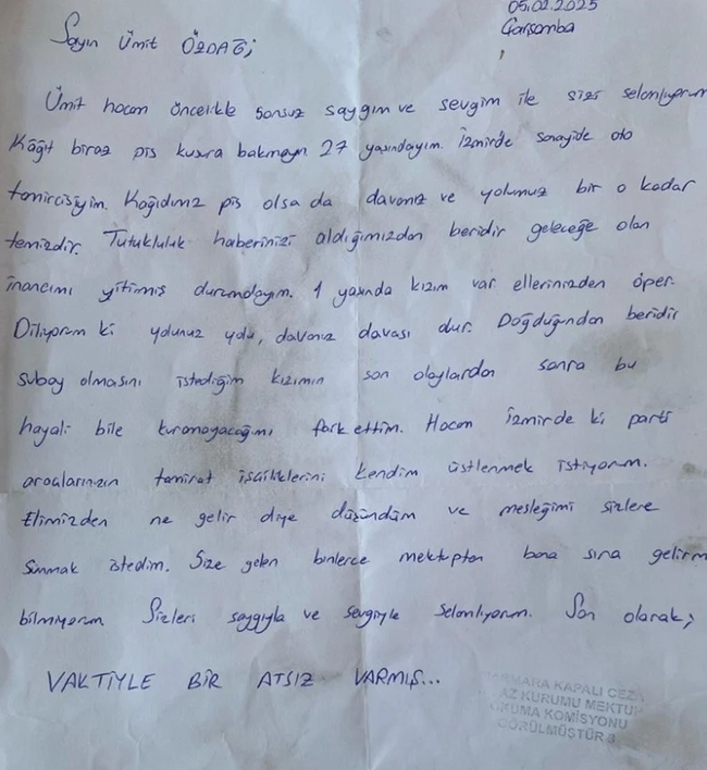Cezaevindeki Ümit Özdağ'ı duygulandıran mektup - Resim : 1