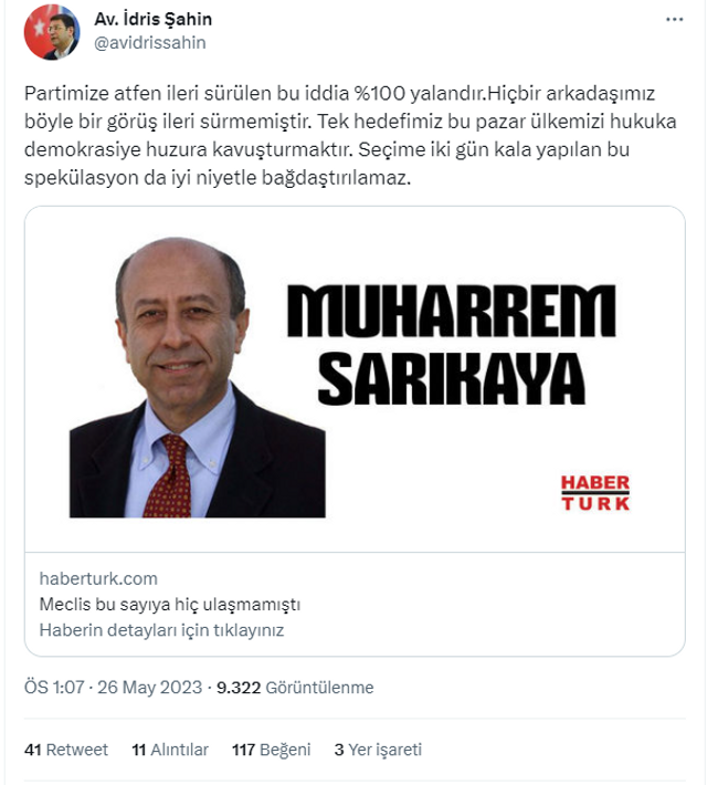DEVA Partisi'nden Habertürk yazarına tepki! "Bu iddia %100 yalandır" - Resim : 1