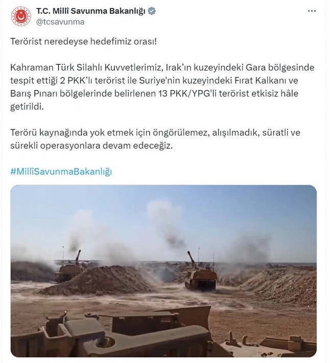 MSB açıkladı: 15 PKK'lı terörist etkisiz hale getirildi - Resim : 1