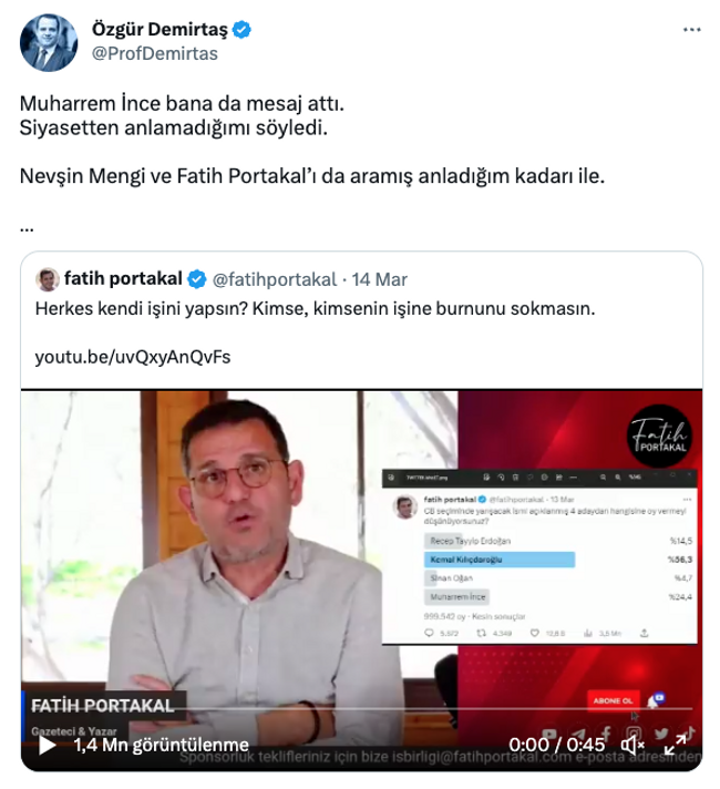 Özgür Demirtaş'ı fırçaladı İsmail Saymaz'a küstü! Nevşin Mengü ve Fatih Portakal'dan sonra… - Resim : 1
