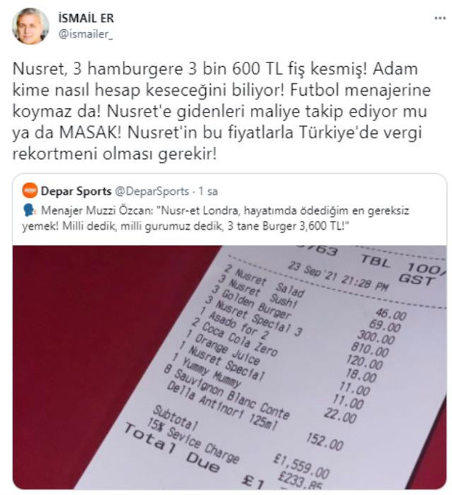 Nusret'in 3 burgere istediği fiyata tepki yağıyor! Ünlü isimler bile isyan etti! - Resim : 1