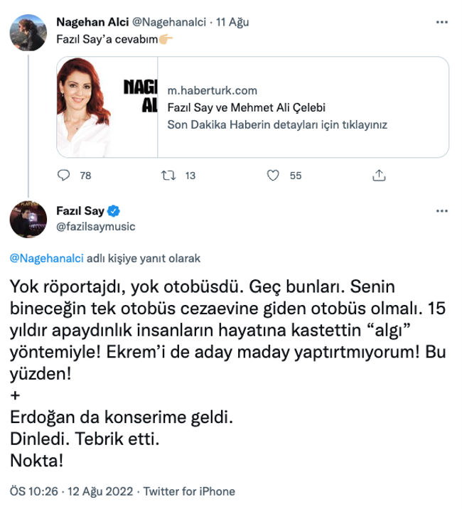 Fazıl Say, Nagehan Alçı’ya Ekrem İmamoğlu üzerinden sert çıktı! ‘Senin bineceğin tek otobüs…’ - Resim : 4