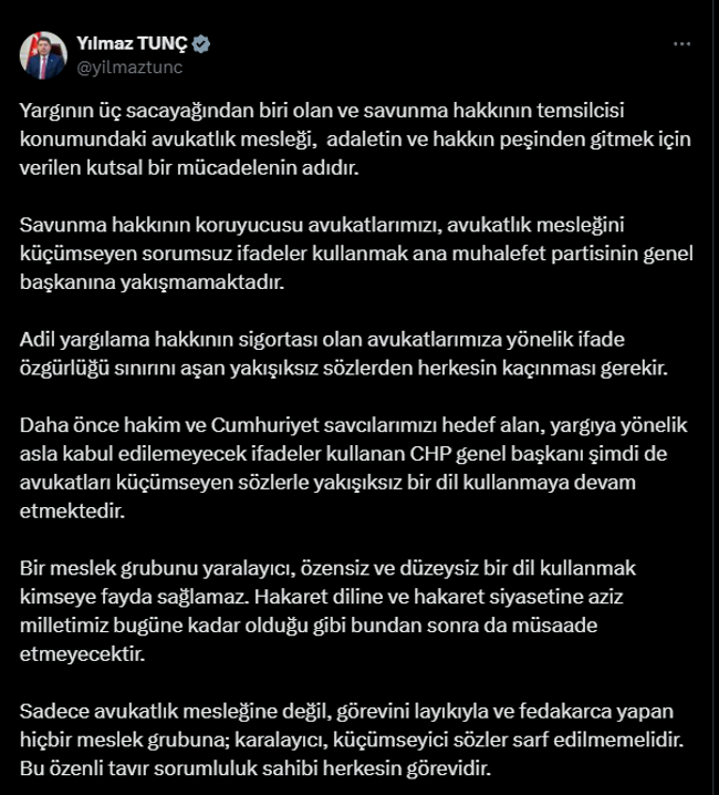 Bakan Tunç'tan Özel'e sert eleştiri! "Sorumsuz ifadeler yakışmıyor" - Resim : 1