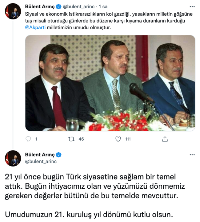 Bülent Arınç’tan Erdoğan’lı, Gül’lü AK Parti paylaşımı! Fotoğraf karesi dikkat çekti… - Resim : 1
