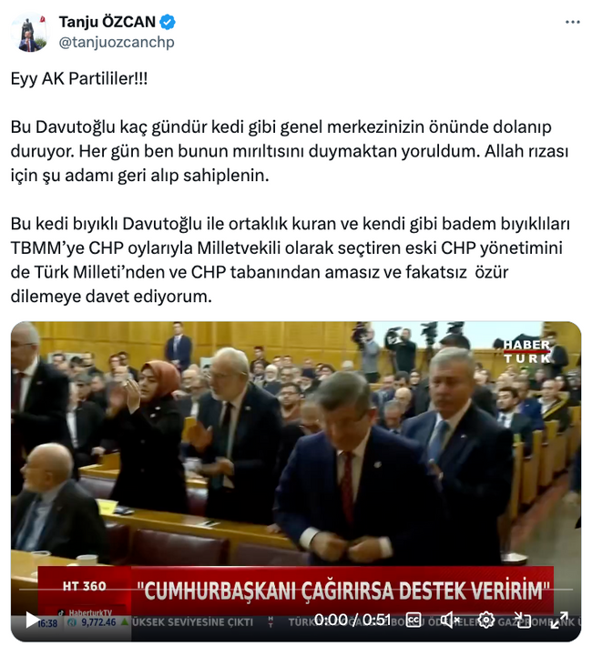 Tanju Özcan’dan 'Ahmet Davutoğlu' için olay sözler! 'Bu kedi bıyıklı ile…' - Resim : 1